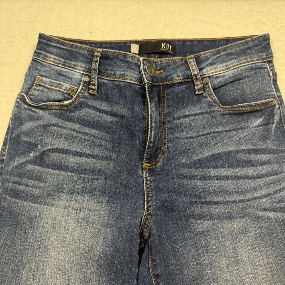 Kut from the Kloth Donna High Rise Ankle Skinny Jeans Blue‎ Distressed Raw Hem 4